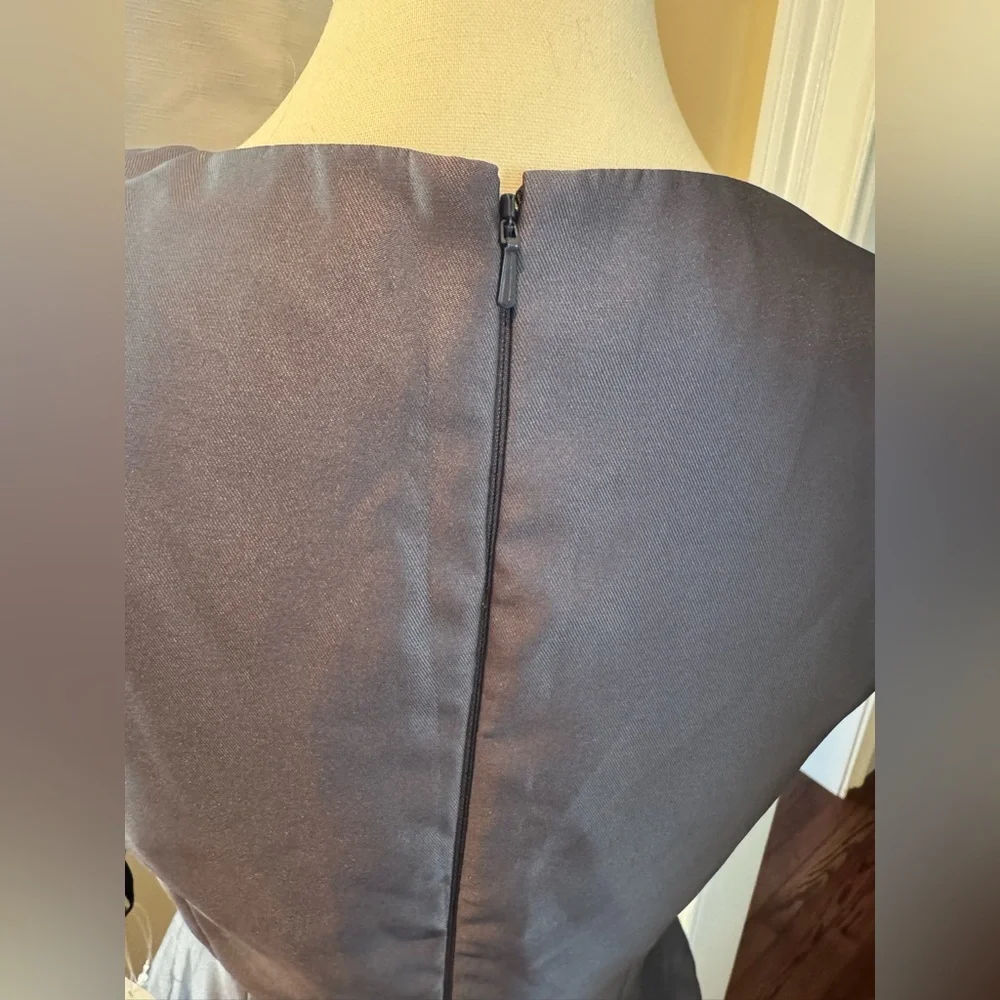 NWT Alfred Sung Cap Sleeve‎ V-Neck Satin Gown with Pockets Silverstone Size 4 - Picture 11 of 17